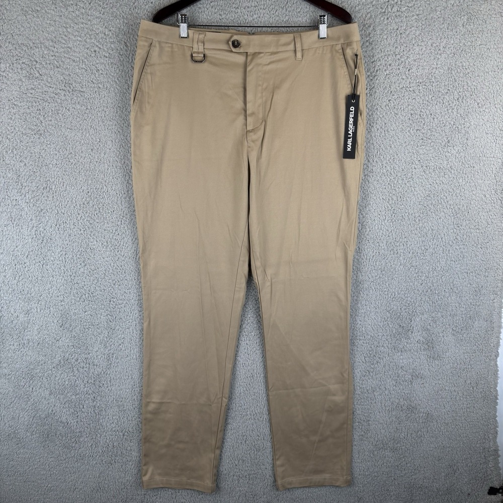 NEW Karl Lagerfeld Paris Pants Mens‎ 36x34 Tan Chino Twill LM5P5544 $149 MSRP